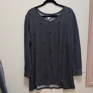 LuLaRoe Gray Long Sleeve Top with Black Dots